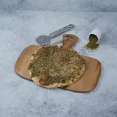 Za'atar manakeesh, fresh from the oven